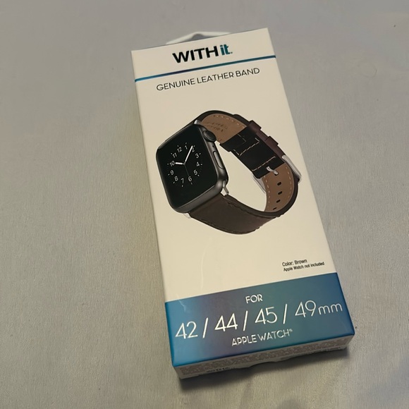 WITHit Brown Premium Leather Band for 42/44/45mmUltra/Ultra 2 (49mm) Apple Watch - Picture 4 of 9